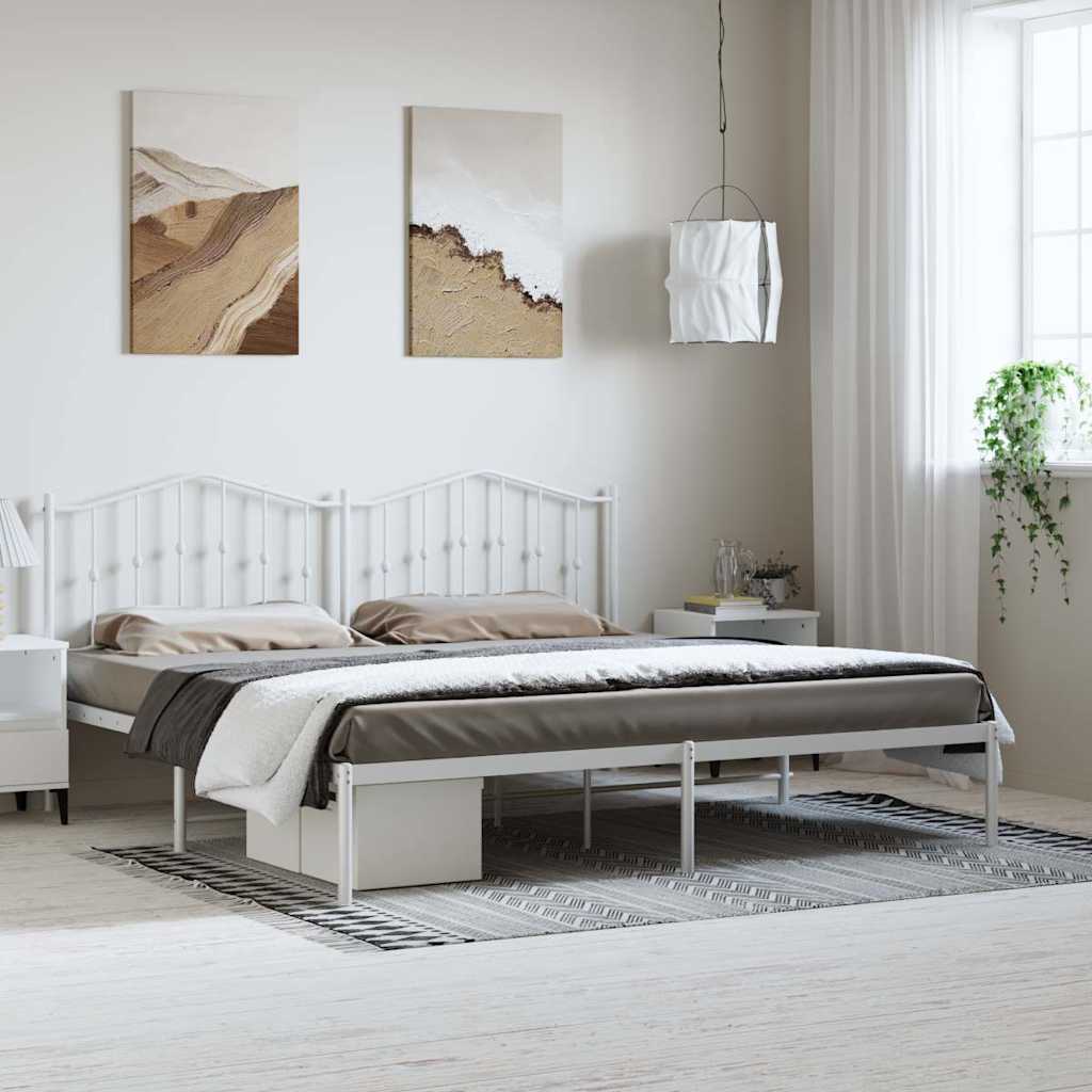 Bettgestell mit Kopfteil Metall Weiß 193x203 cm