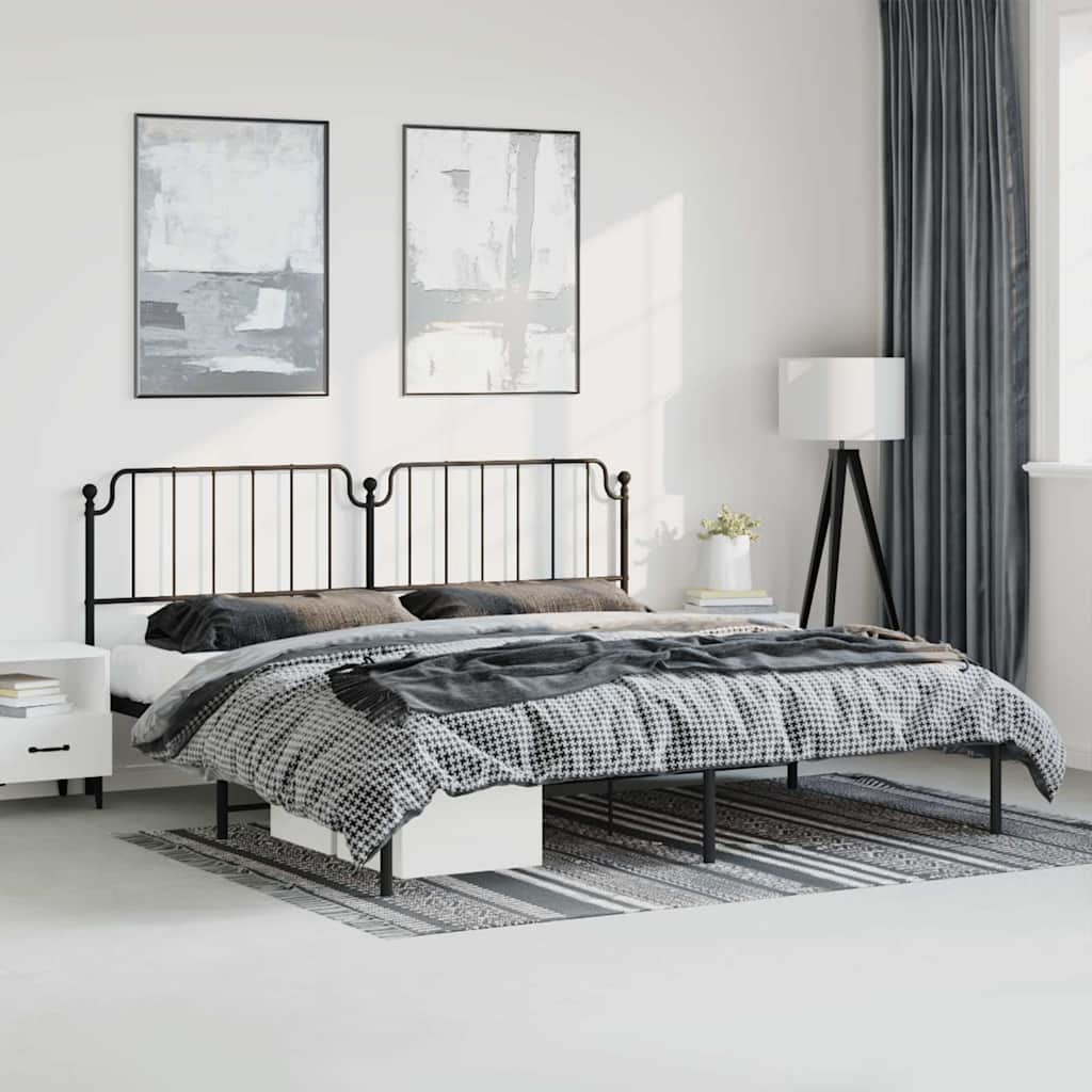 Bettgestell mit Kopfteil Metall Schwarz 183x213 cm