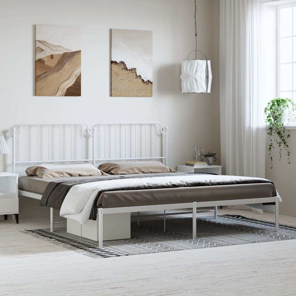 Bettgestell mit Kopfteil Metall Weiß 183x213 cm