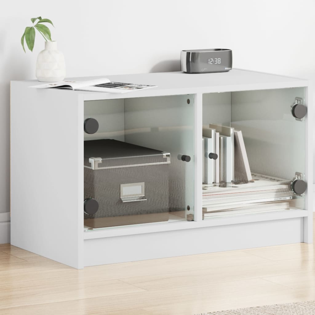 TV-Schrank mit Glastüren Weiß 68x37x42 cm
