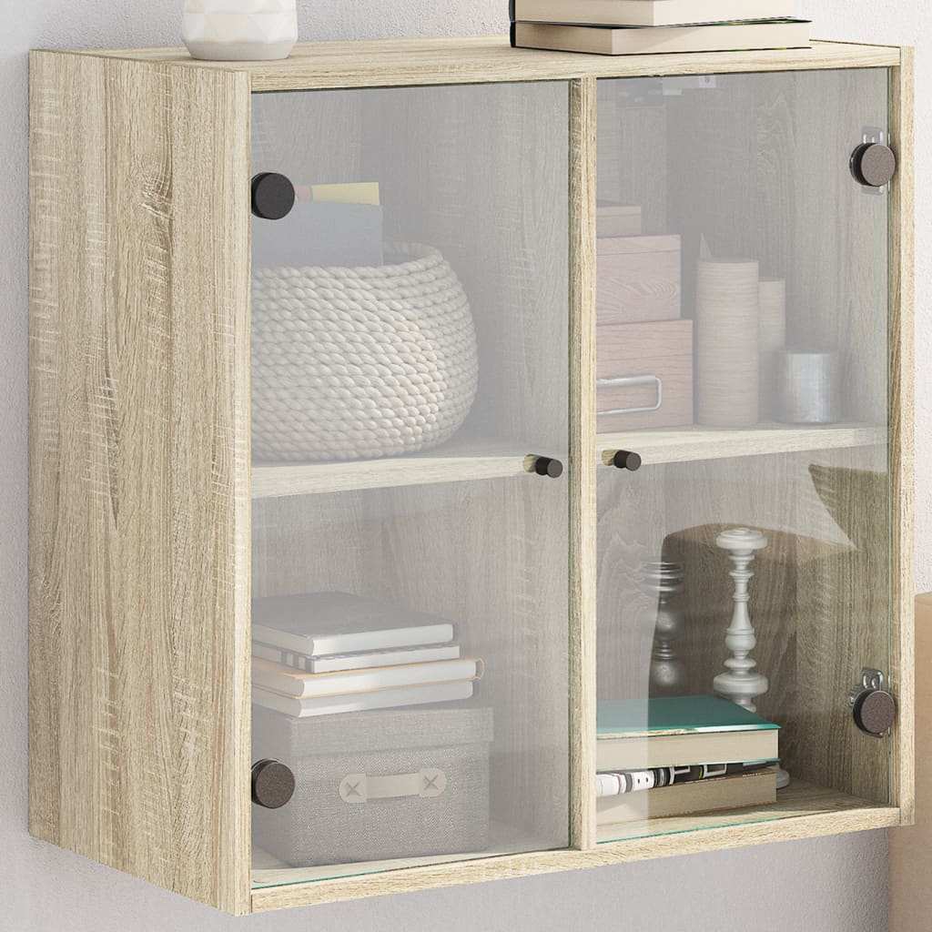 Wandschrank mit Glastüren Sonoma-Eiche 68x37x68,5 cm