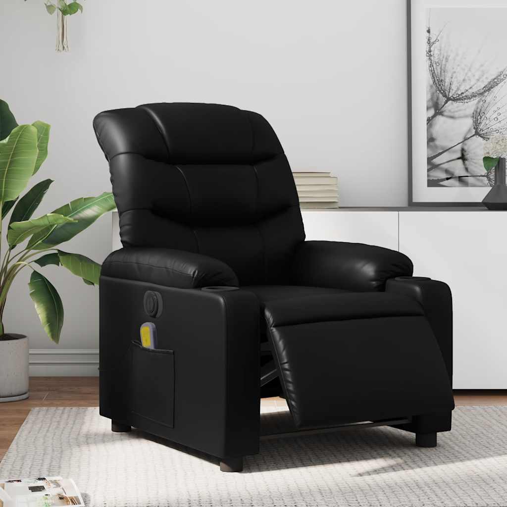 Massagesessel Elektrisch Schwarz Kunstleder