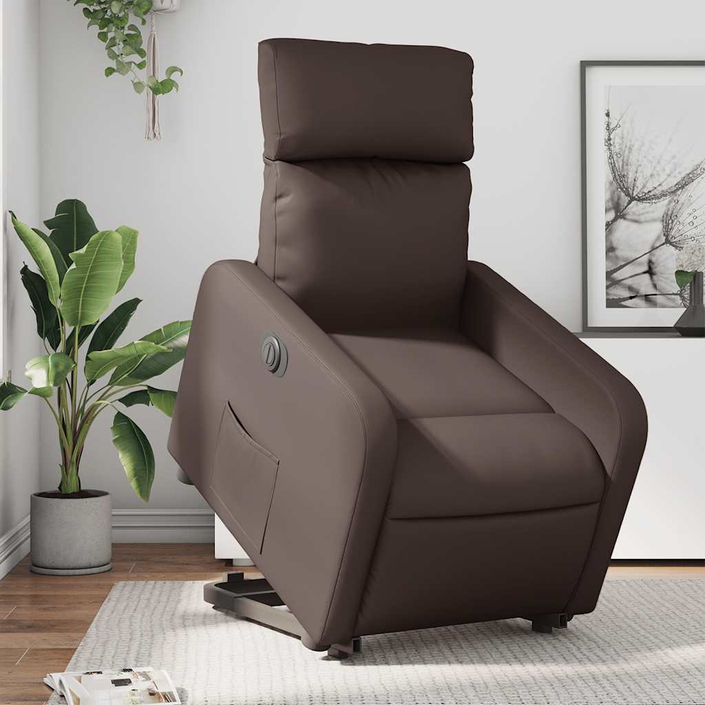 Relaxsessel mit Aufstehhilfe Elektrisch Braun Kunstleder