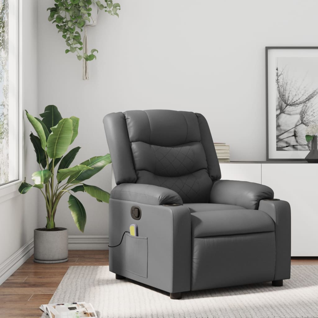 Massagesessel Relaxsessel Grau Kunstleder
