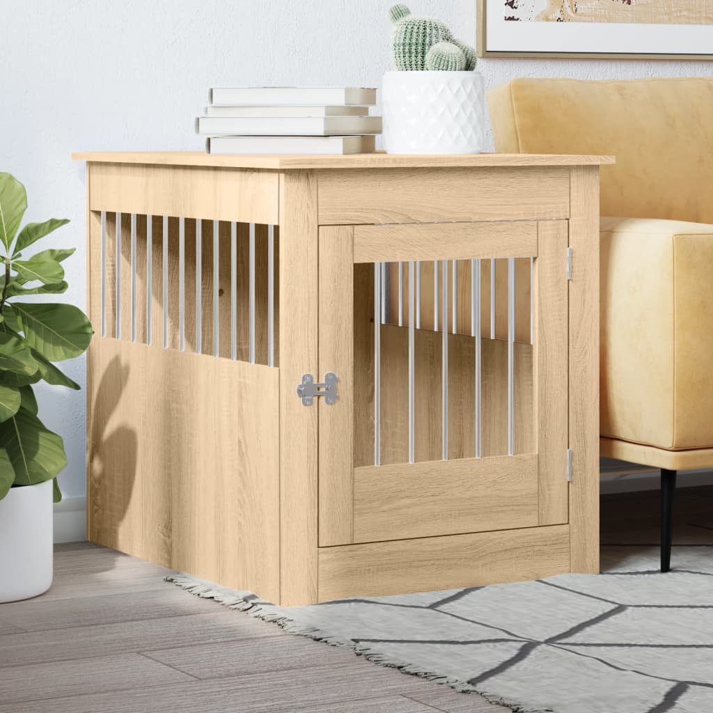 Hundekäfig im Möbelstil Sonoma-Eiche 64,5x80x71cm Holzwerkstoff