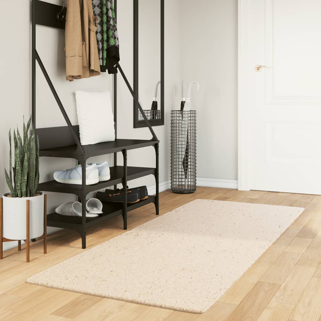 Teppich HUARTE Kurzflor Weich und Waschbar Beige 80x200 cm