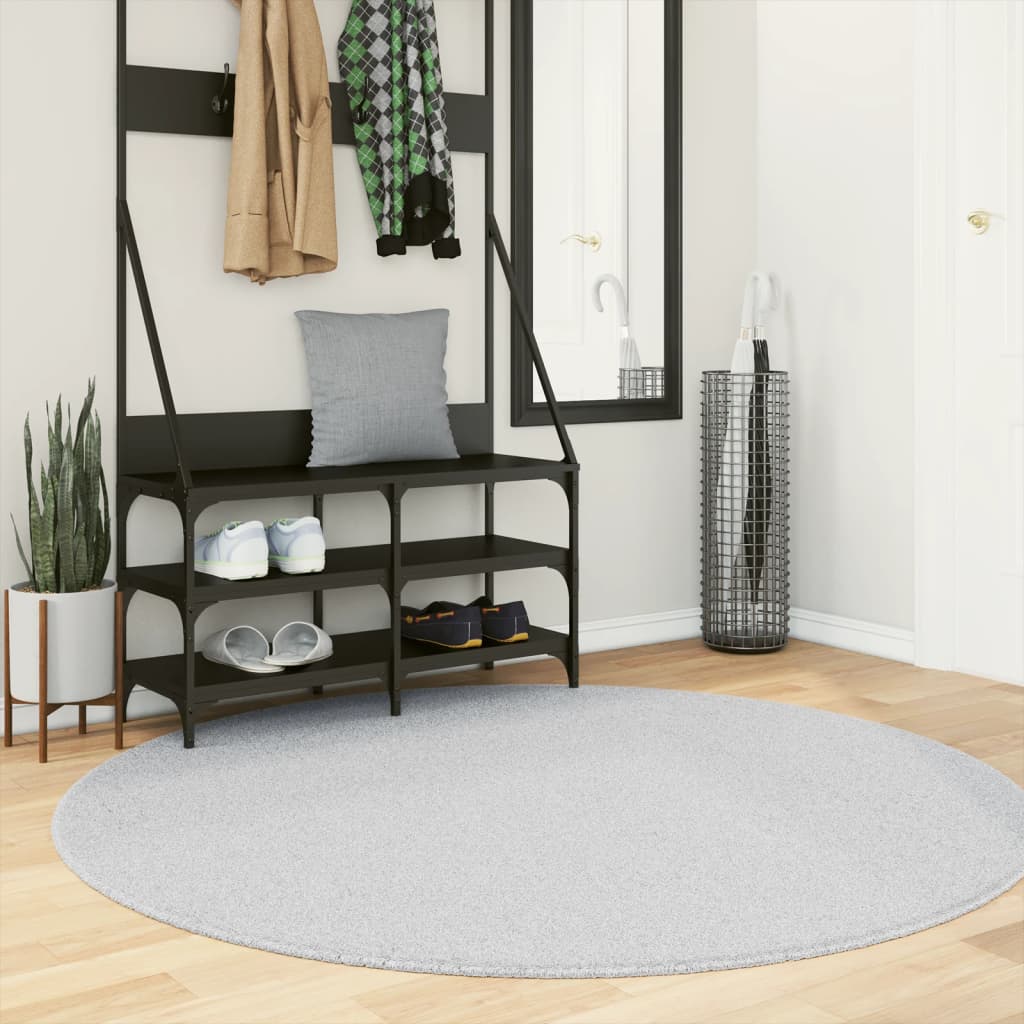 Teppich HUARTE Kurzflor Weich und Waschbar Grau Ø 160 cm