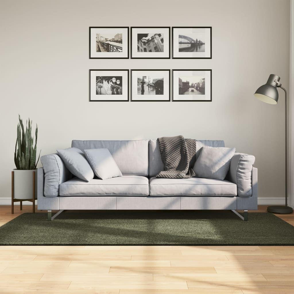 Teppich HUARTE Kurzflor Weich und Waschbar Waldgrün 100x200 cm