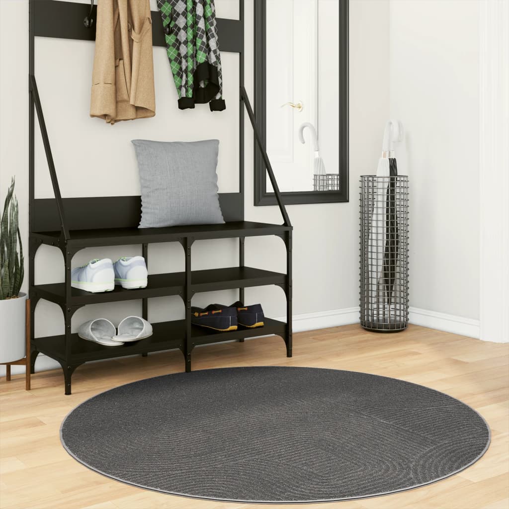 Teppich IZA Kurzflor Skandi-Stil Anthrazit Ø 120 cm