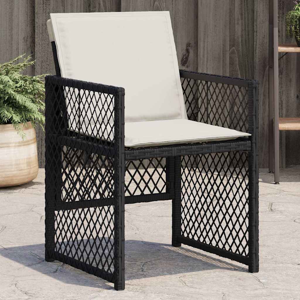 Gartenstühle mit Kissen 4 Stk. Schwarz Poly Rattan