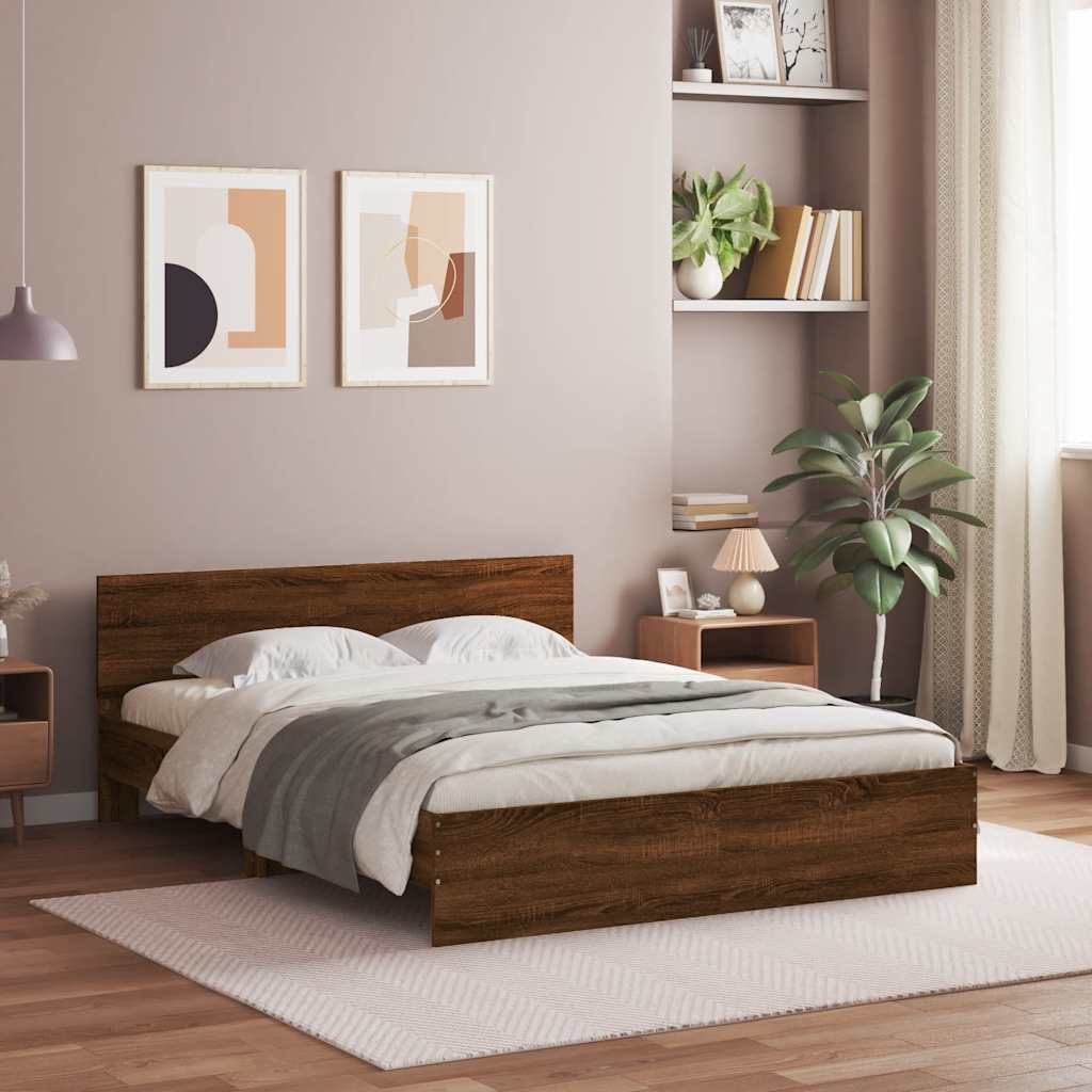 Bettgestell mit Kopfteil Braun Eiche-Optik 150x200 cm