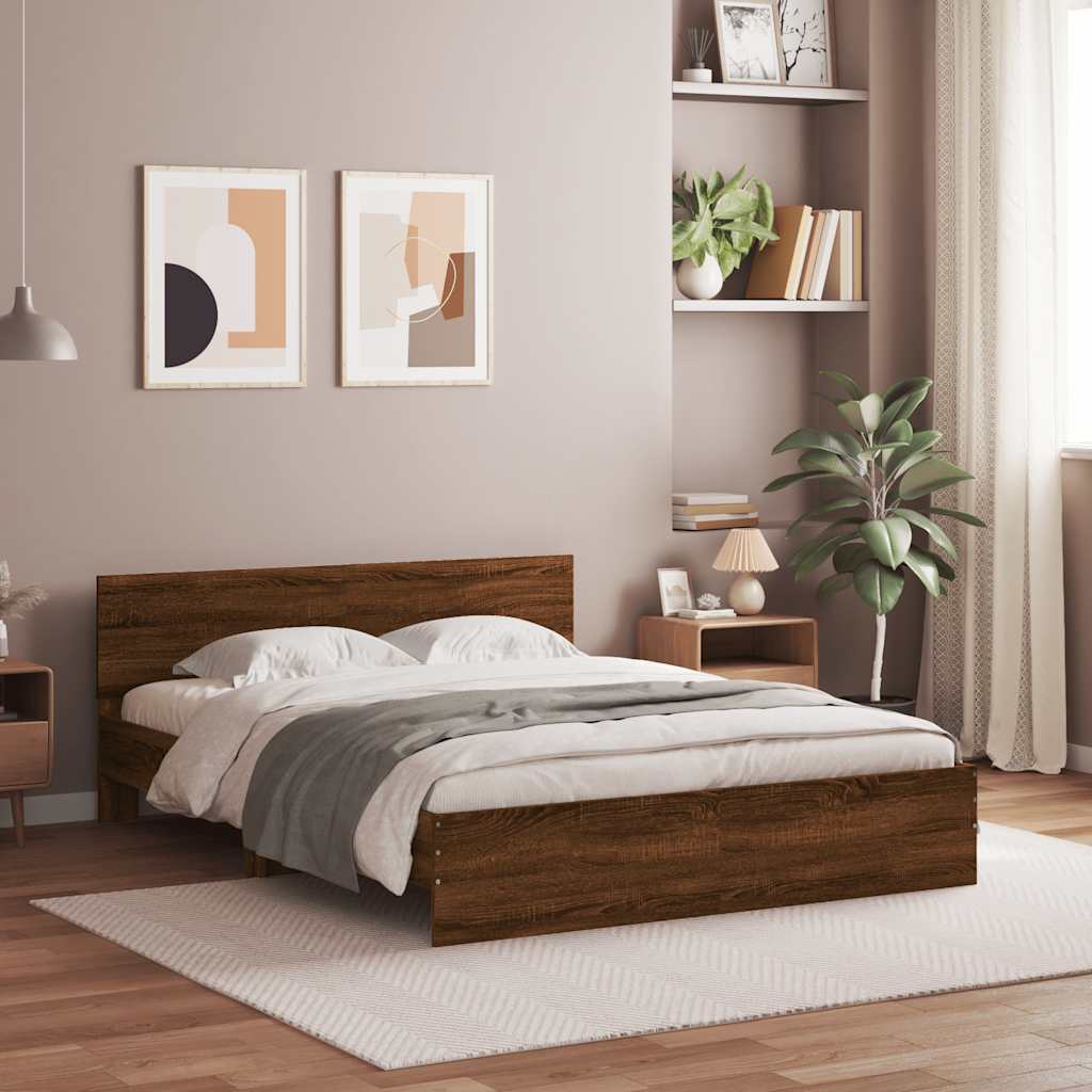 Bettgestell mit Kopfteil Braun Eiche-Optik 140x190 cm