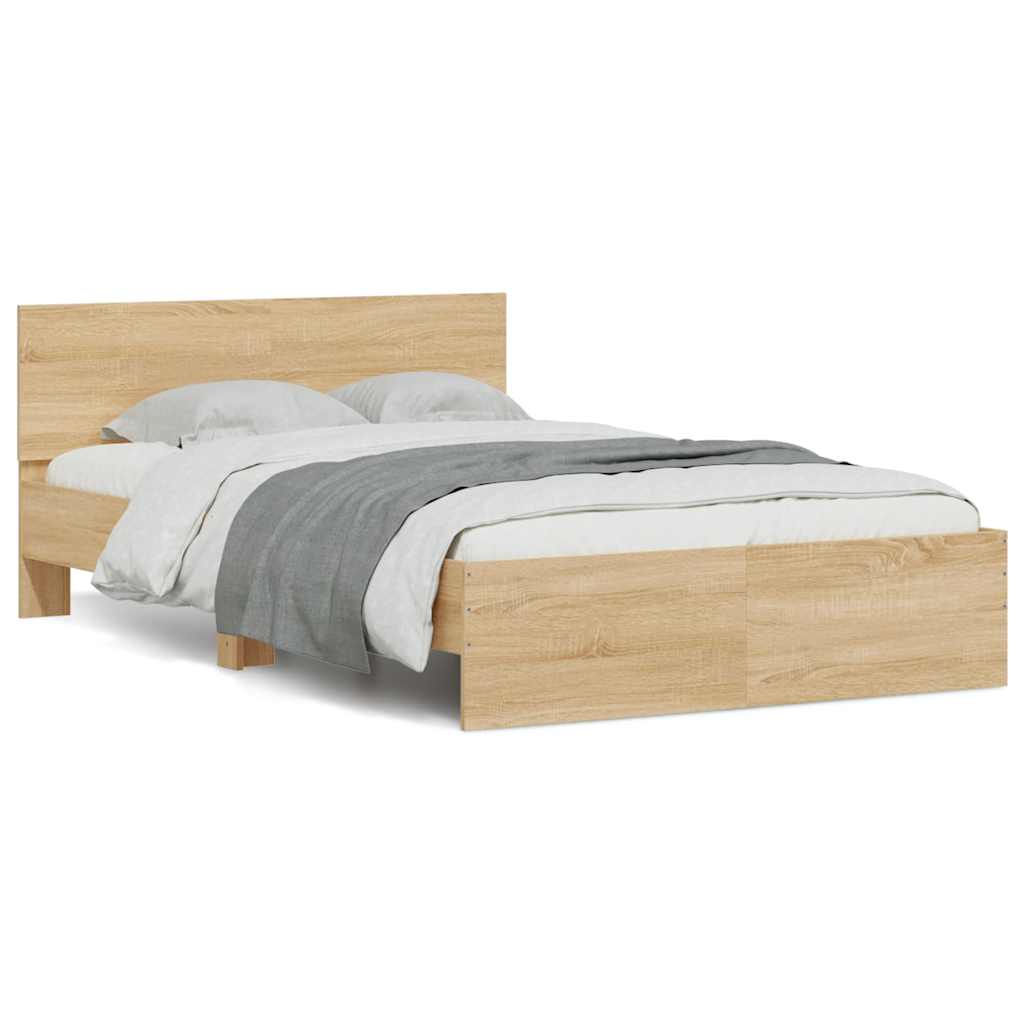 Bettgestell mit Kopfteil LED-Beleuchtung Sonoma-Eiche 140x190cm