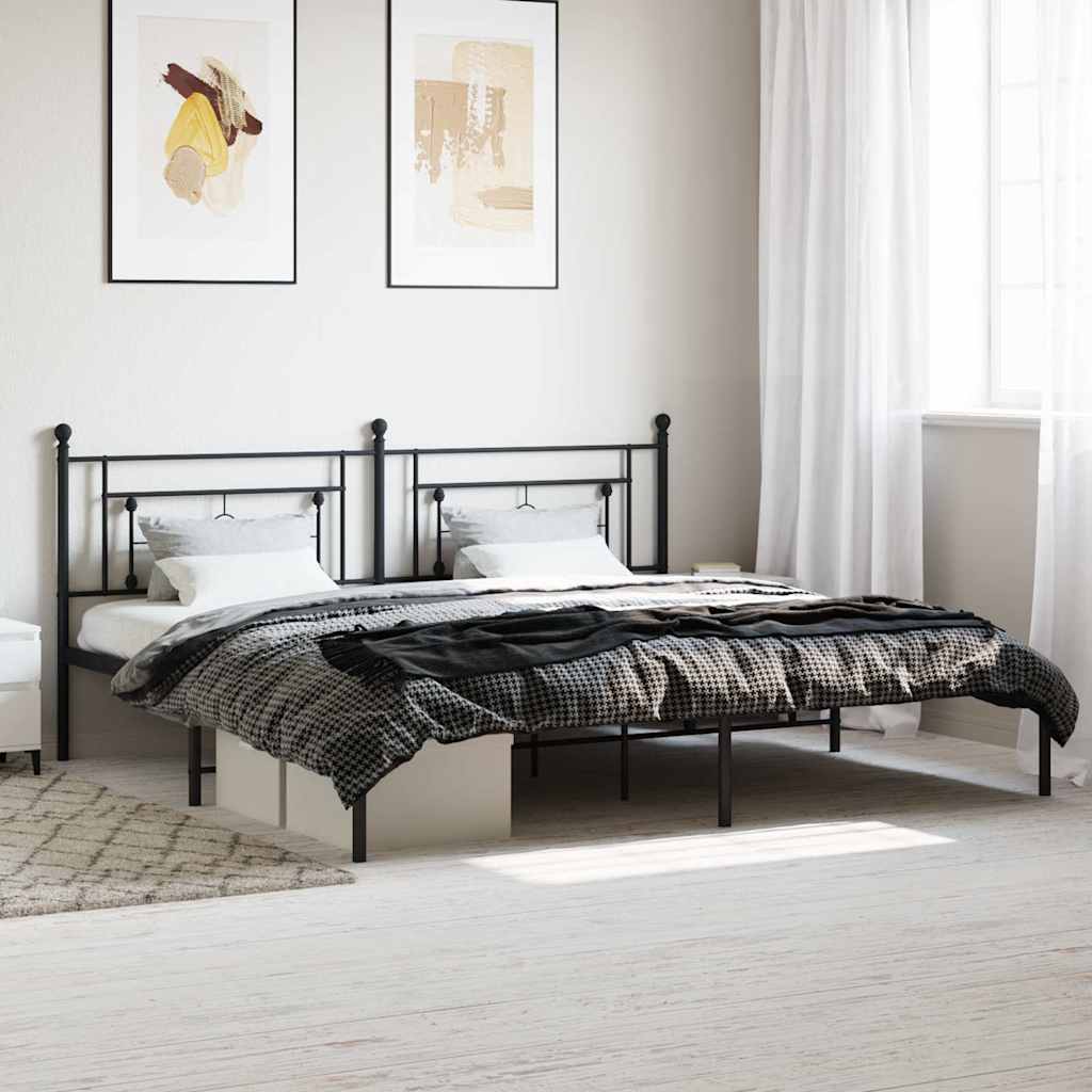 Bettgestell mit Kopfteil Metall Schwarz 193x203 cm
