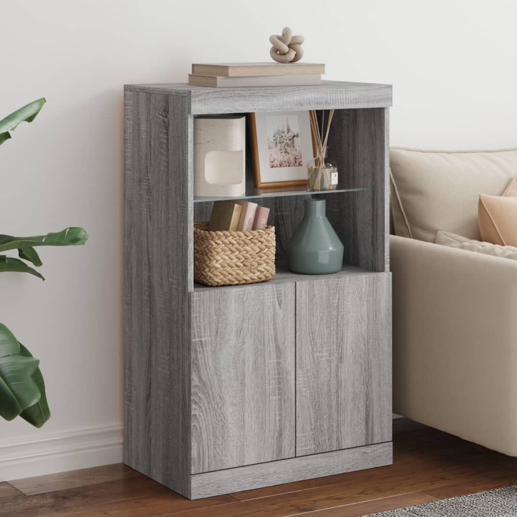 Sideboard mit LED-Leuchten Grau Sonoma 60,5x37x100 cm