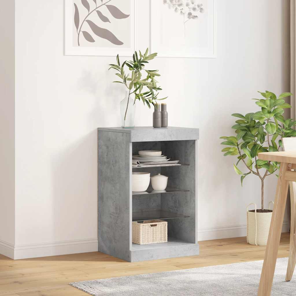 Sideboard mit LED-Leuchten Betongrau 41x37x67 cm