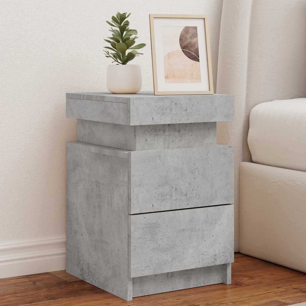 Nachttisch mit LED-Leuchten Betongrau 35x39x55 cm