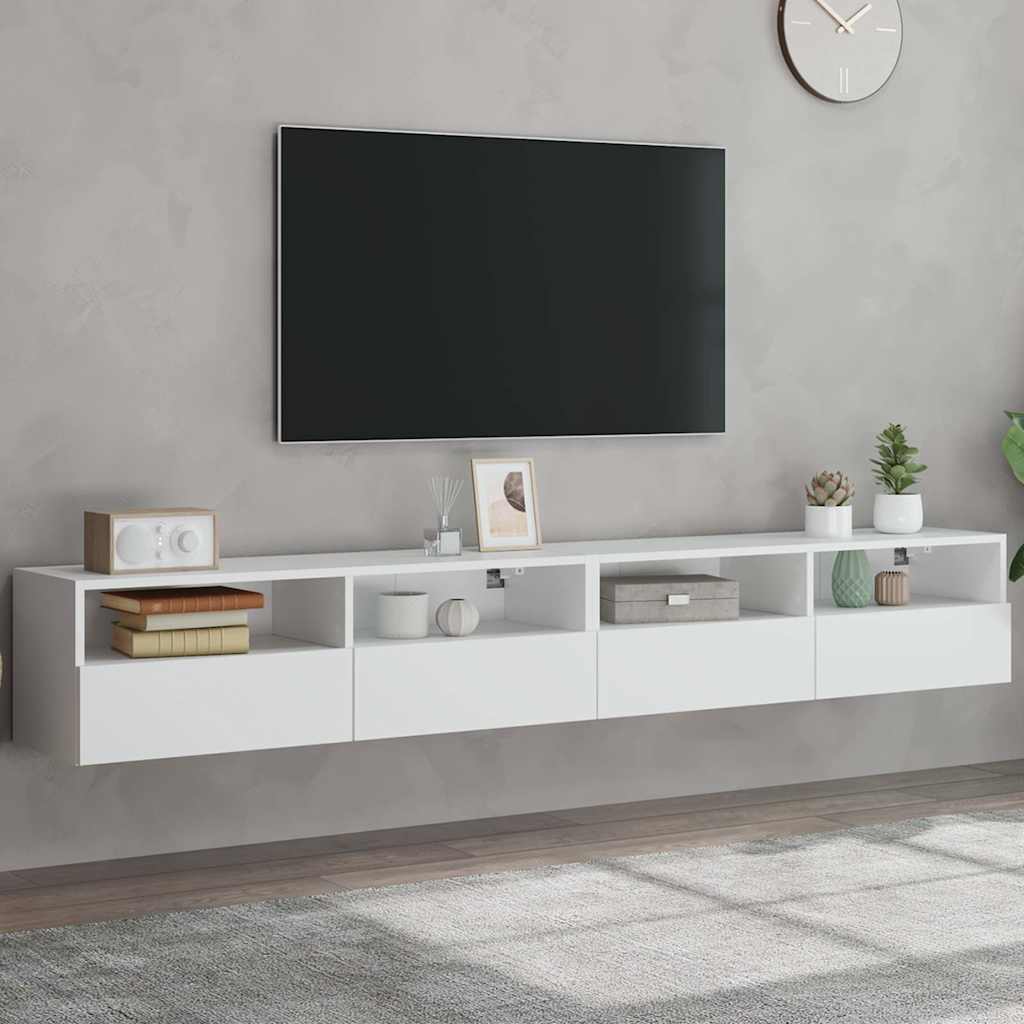 TV-Wandschränke 2 Stk. Weiß 100x30x30 cm Holzwerkstoff