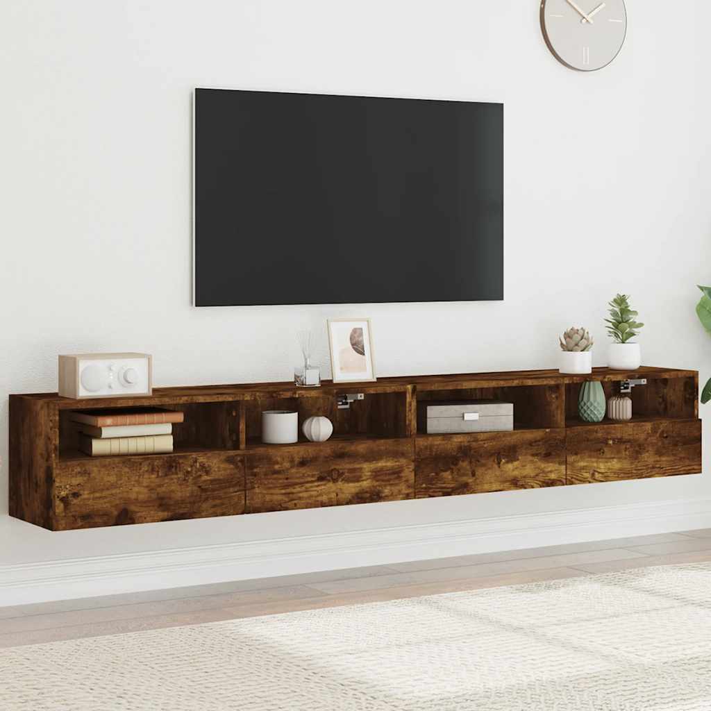 TV-Wandschränke 2 Stk. Räuchereiche 100x30x30 cm Holzwerkstoff