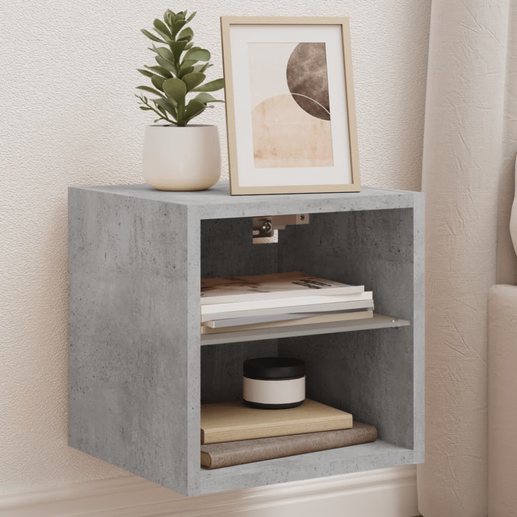 TV-Wandschrank mit LED-Leuchten Betongrau 30x28,5x30 cm
