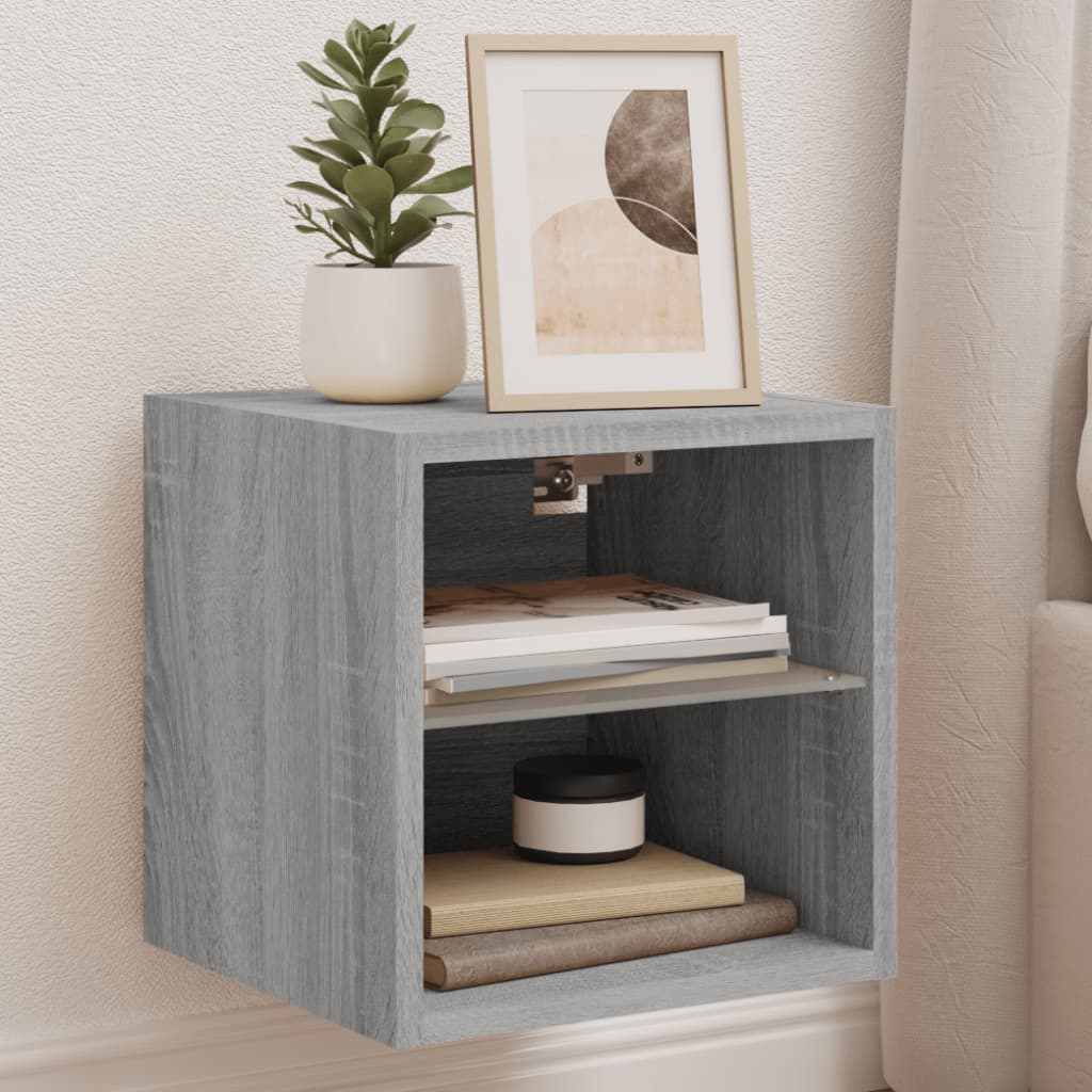 TV-Wandschränke mit LED-Leuchten 2 Stk. Grau Sonoma