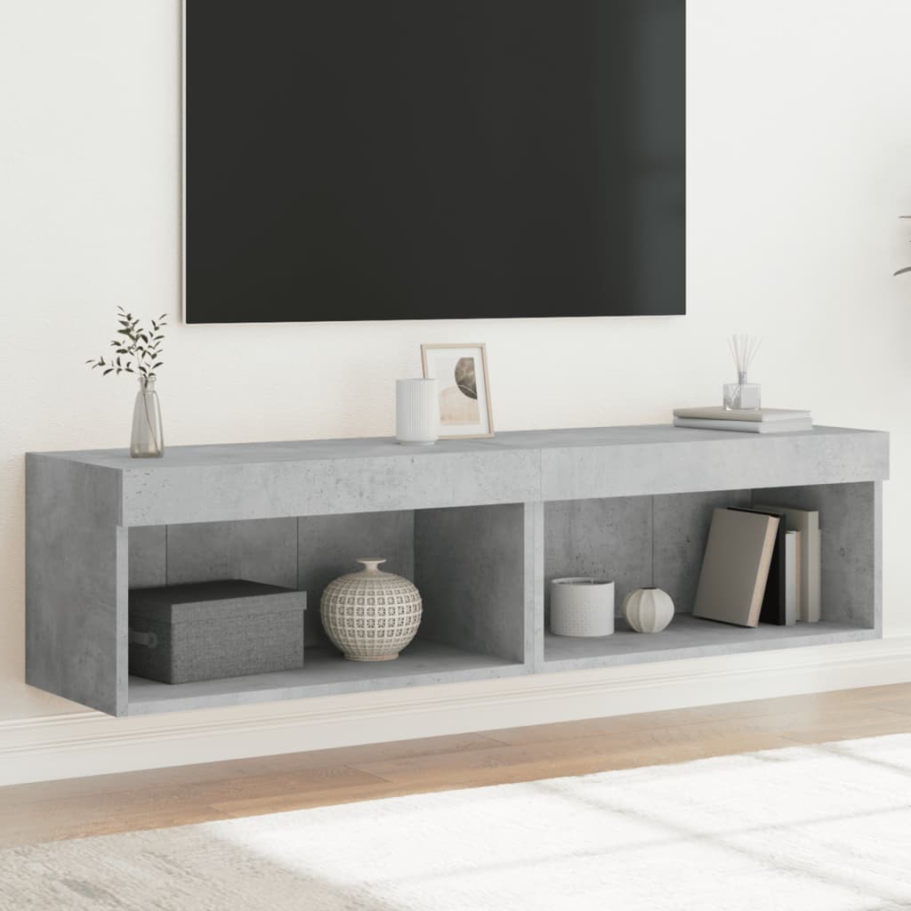 TV-Schränke mit LED-Leuchten 2 Stk. Betongrau 60x30x30 cm
