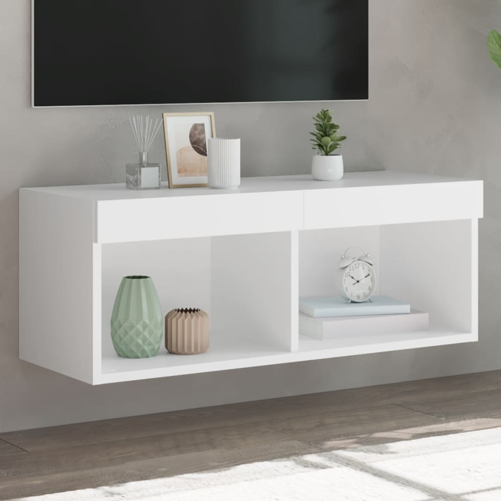 TV-Schrank mit LED-Leuchten Weiß 80x30x30 cm