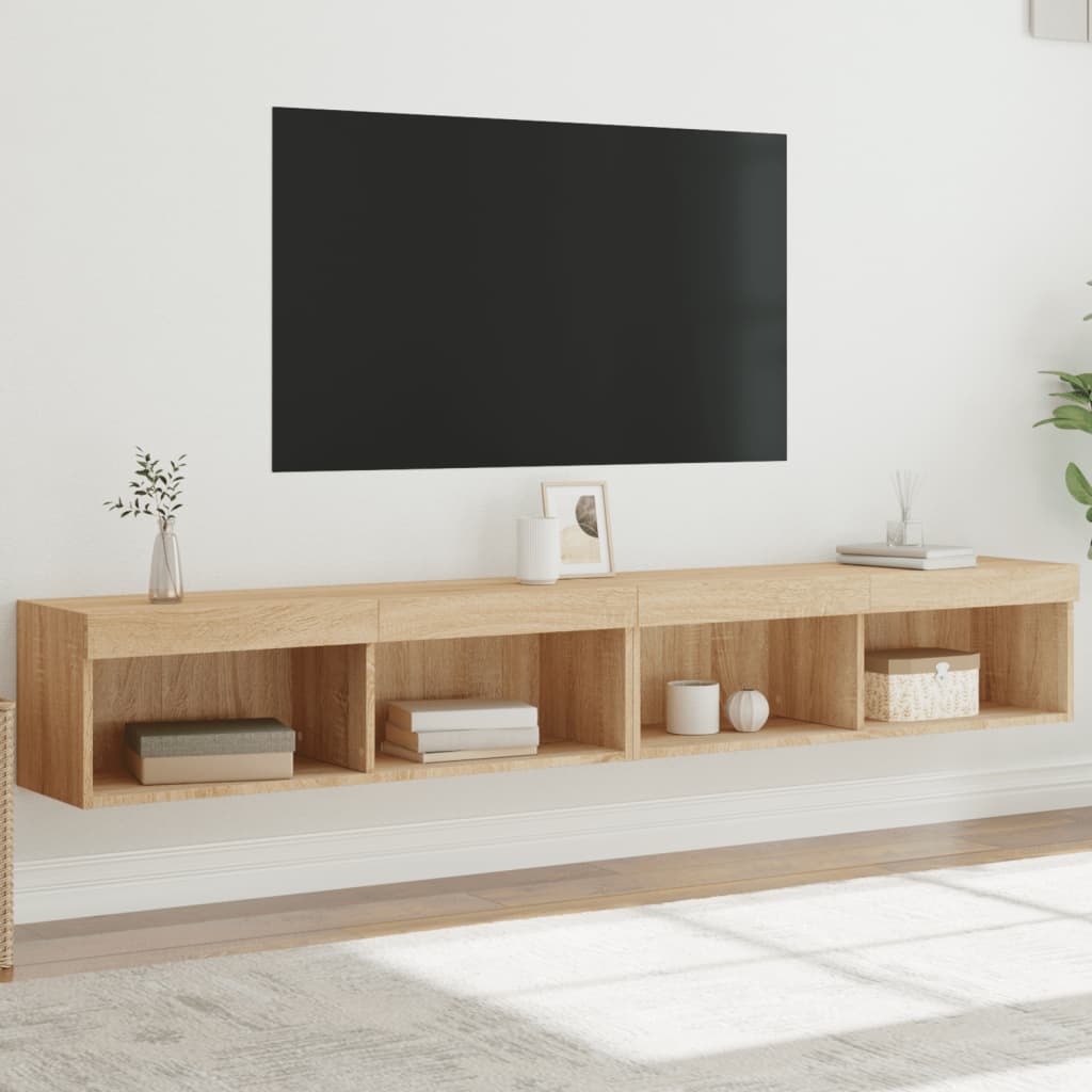 TV-Schränke mit LED-Leuchten 2 Stk. Sonoma-Eiche 100x30x30 cm