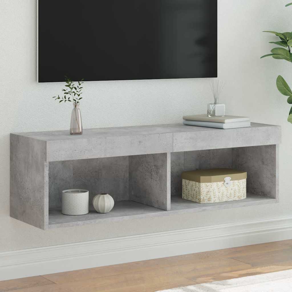 TV-Schrank mit LED-Leuchten Betongrau 100x30x30 cm