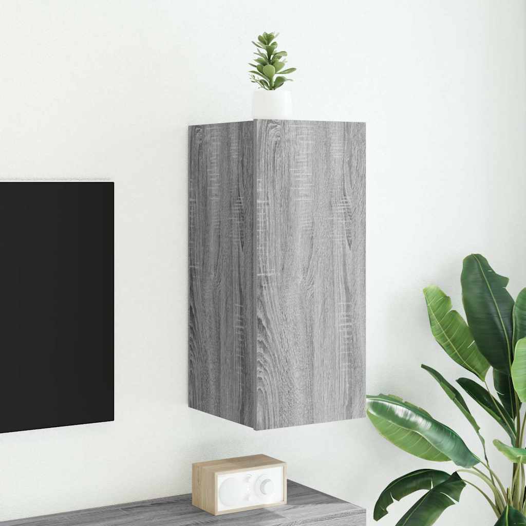 TV-Wandschrank mit LED-Leuchten Grau Sonoma 30,5x35x70 cm