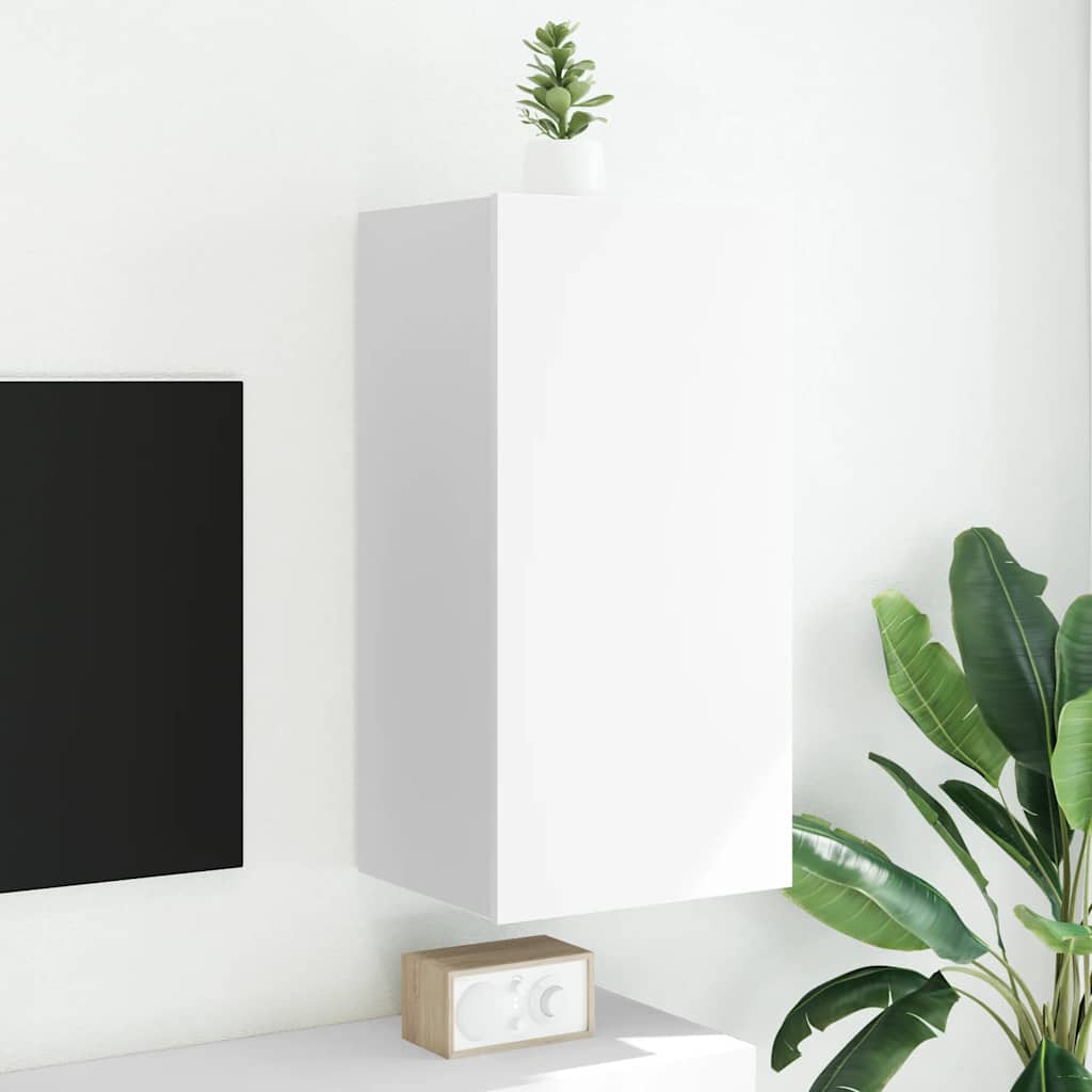 TV-Wandschrank mit LED-Leuchten Weiß 40,5x35x80 cm