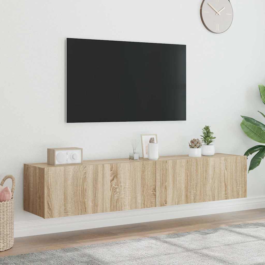TV-Wandschränke mit LED-Leuchten 2 Stk. Sonoma-Eiche 80x35x31cm