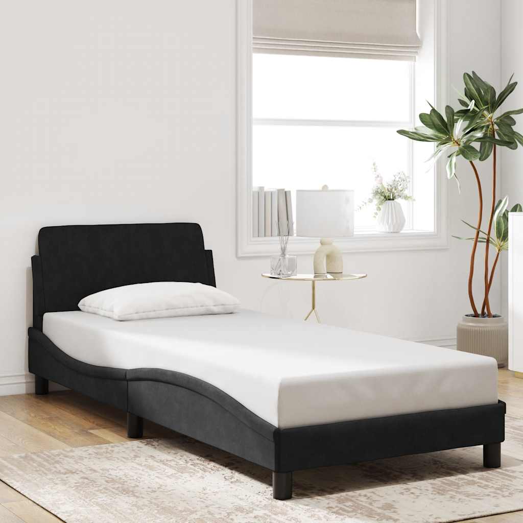 Bettgestell mit Kopfteil "Dover" Schwarz 80x200 cm Samt