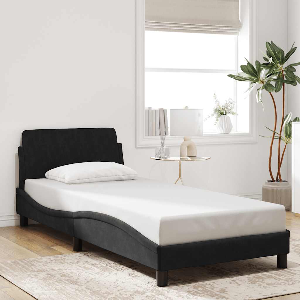 Bettgestell mit Kopfteil "Dover" Schwarz 90x190 cm Samt