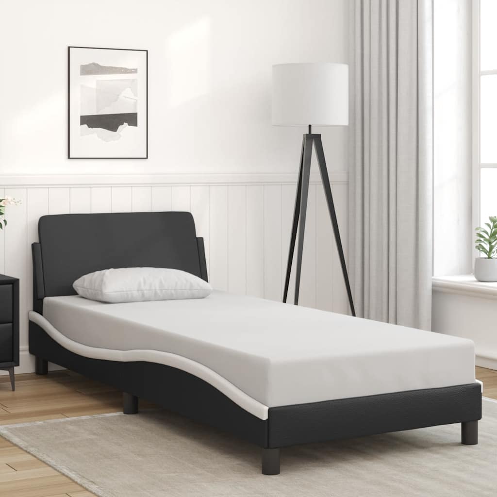 Bettgestell "Dover" Schwarz und Weiß 90x190 cm Kunstleder