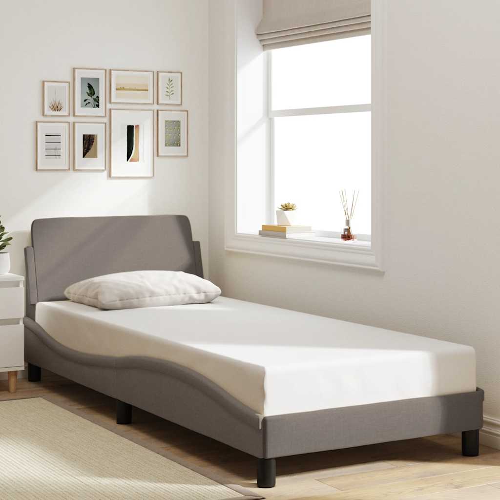 Bettgestell mit Kopfteil "Dover" Taupe 90x200 cm Stoff