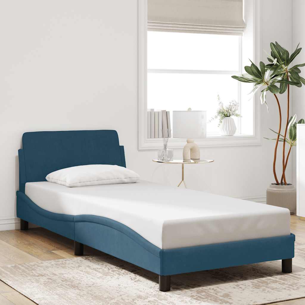 Bettgestell mit Kopfteil "Dover" Blau 90x200 cm Samt