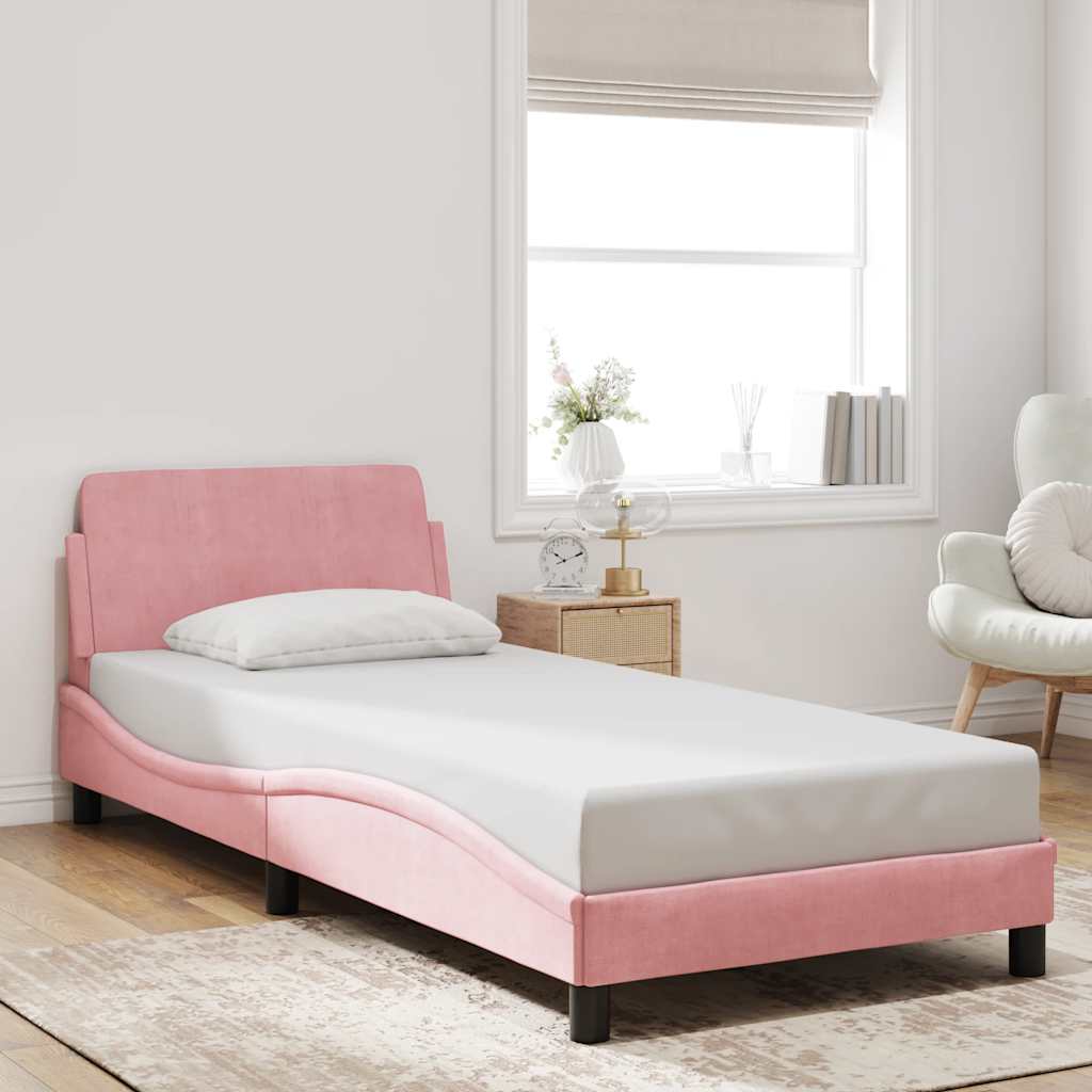 Bettgestell mit Kopfteil "Dover" Rosa 90x200 cm Samt