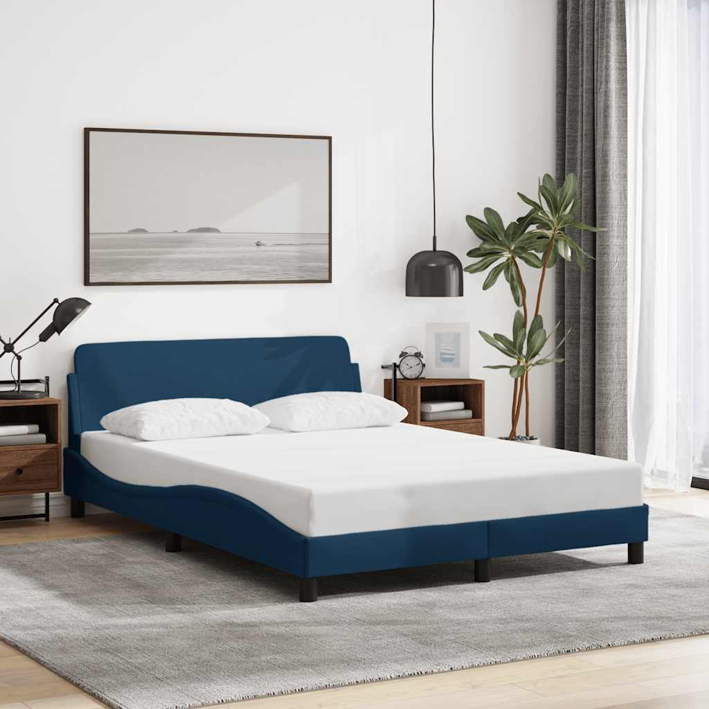 Bettgestell mit Kopfteil "Dover" Blau 140x190 cm Stoff