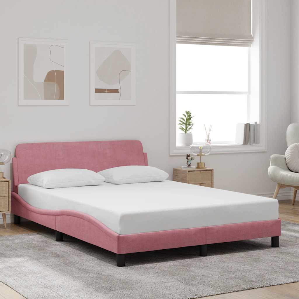 Bettgestell mit Kopfteil "Dover" Rosa 140x190 cm Samt