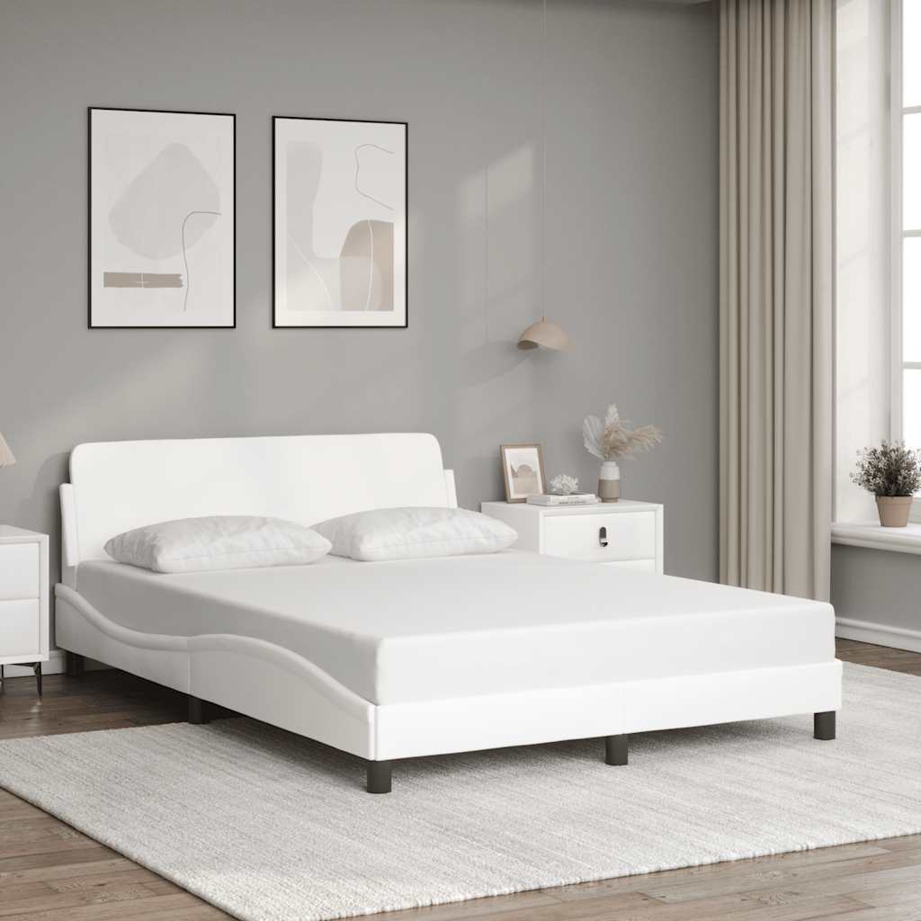 Bettgestell "Dover" Weiß 140x190 cm Kunstleder