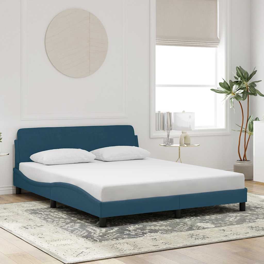 Bettgestell mit Kopfteil "Dover" Blau 160x200 cm Samt