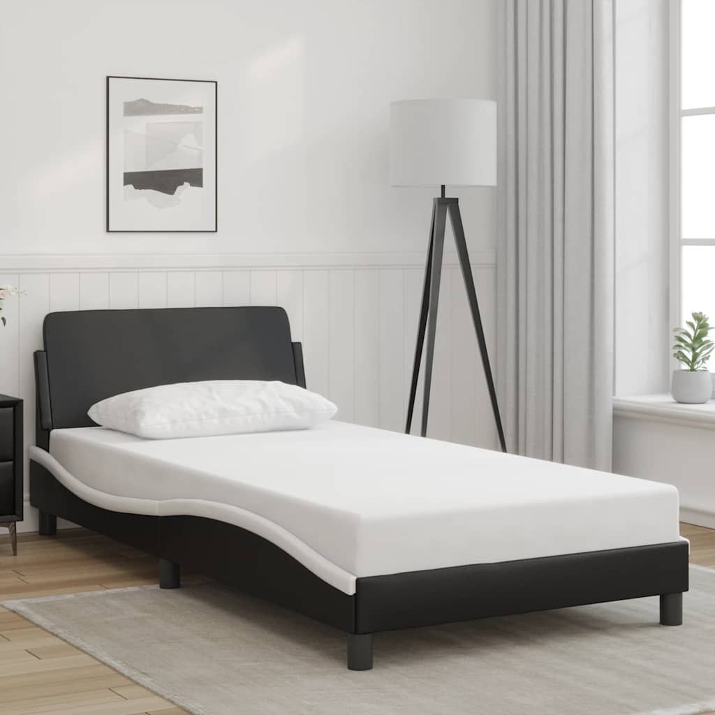 Bettgestell "Dover" Schwarz und Weiß 100x190cm Kunstleder
