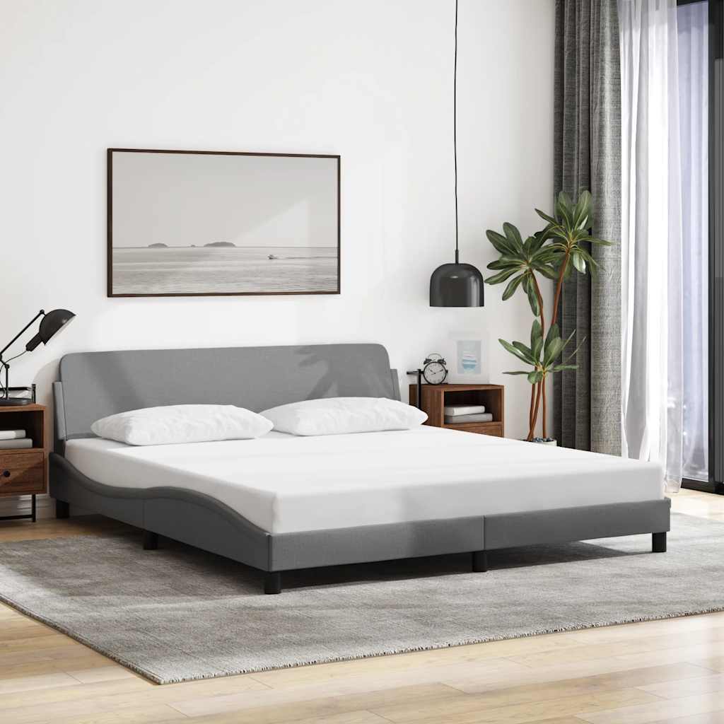 Bettgestell "Dover" Hellgrau 183x213 cm Stoff