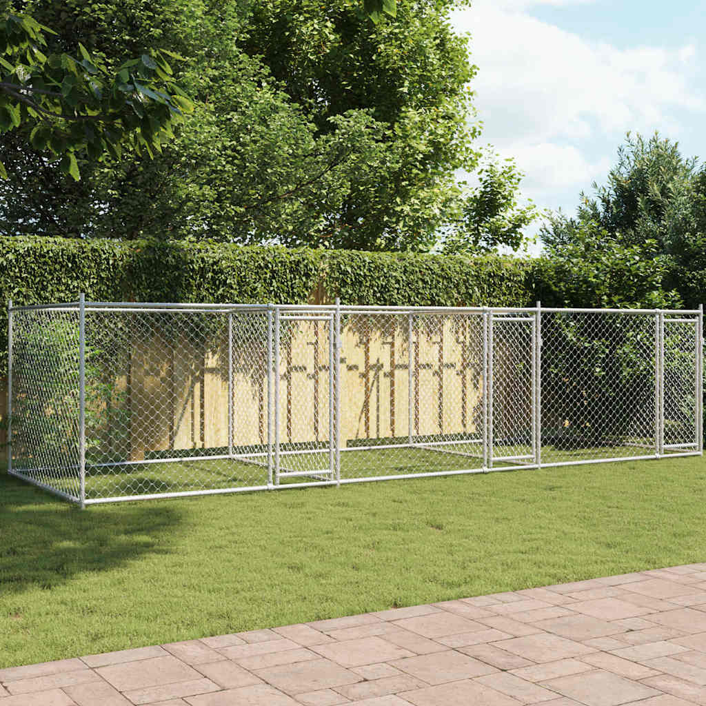 Hundezwinger mit Türen Grau 6x2x1,5 m Verzinkter Stahl