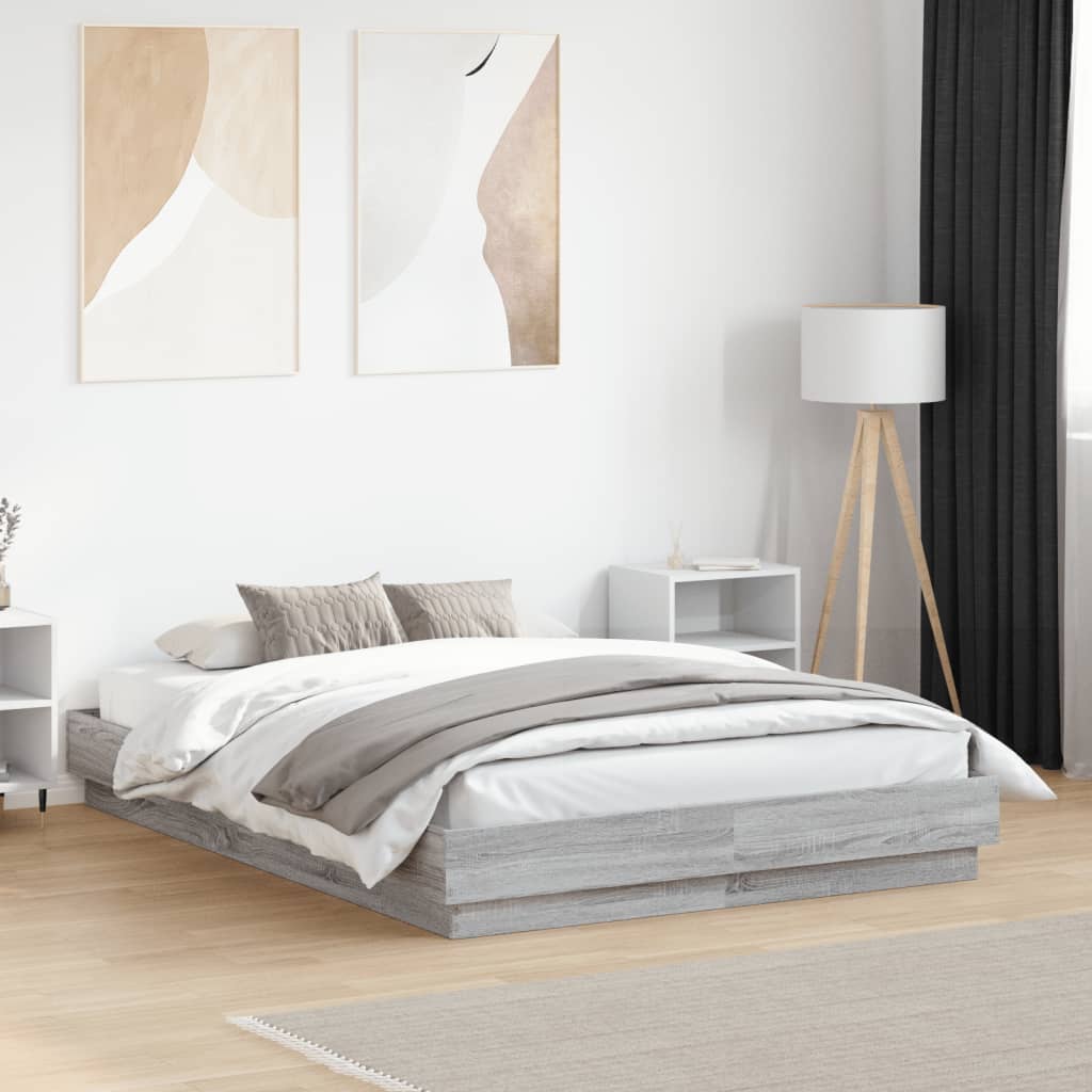 Bettgestell Grau Sonoma 135x190 cm Holzwerkstoff
