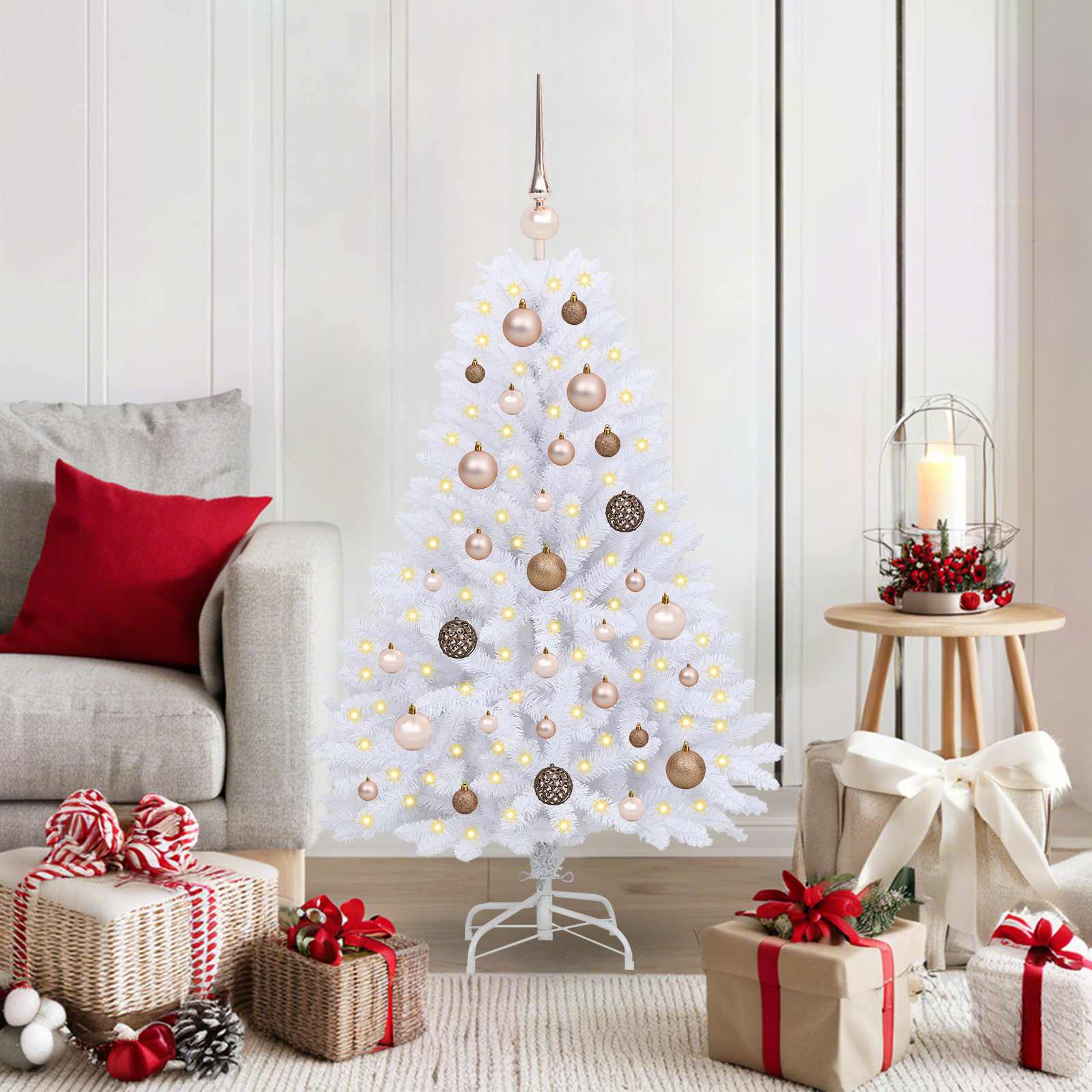 Künstlicher Weihnachtsbaum 120 cm PVC und Stahl Weiß