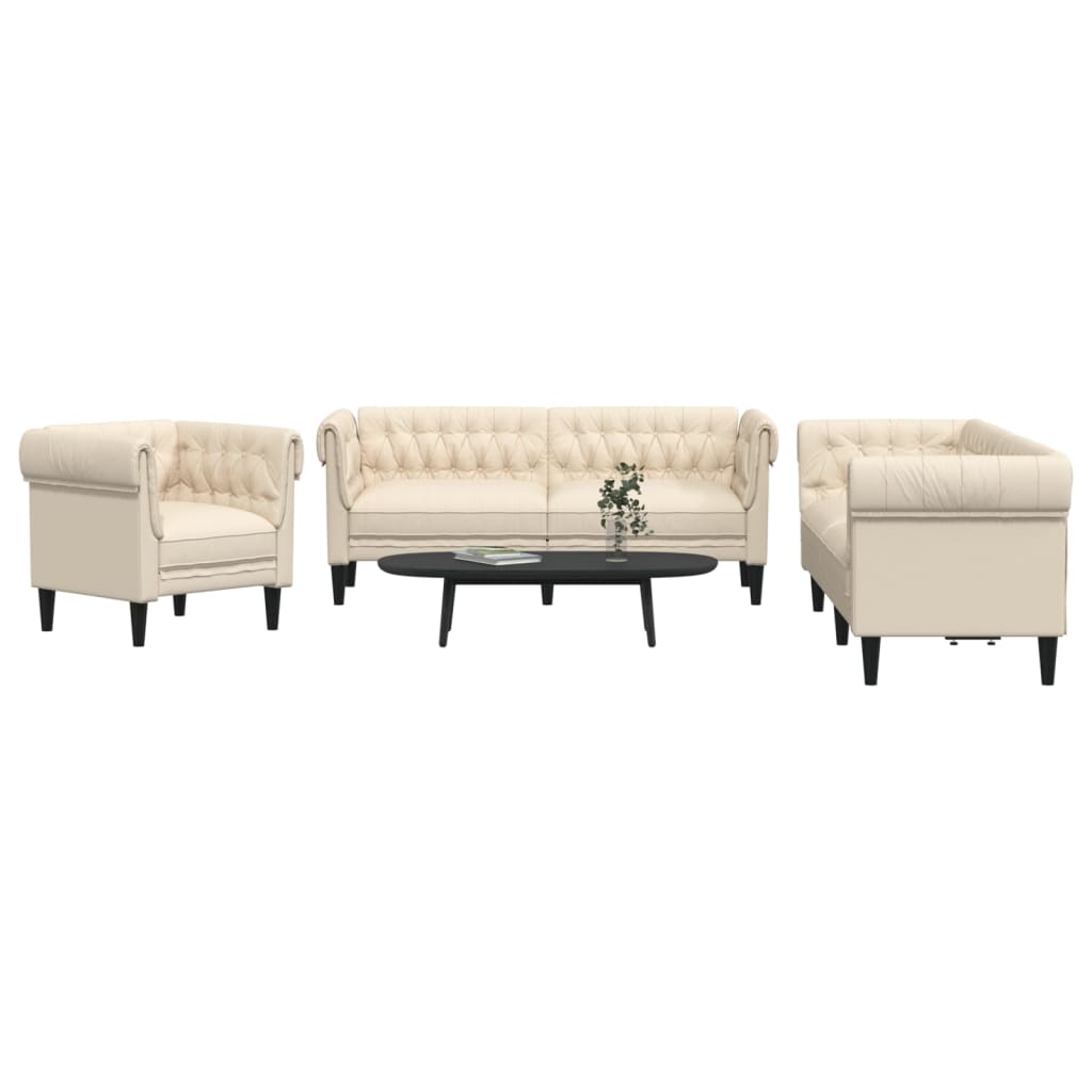 3-tlg. Sofagarnitur Creme Stoff