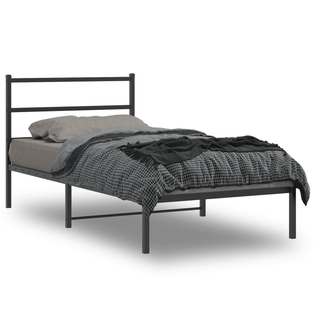 Bettgestell mit Kopfteil Metall Schwarz 107x203 cm