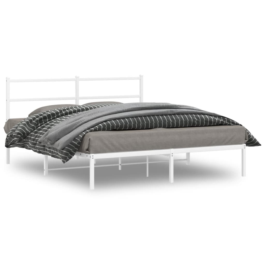 Bettgestell mit Kopfteil Metall Weiß 160x200 cm